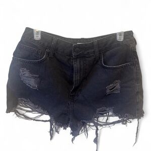 Forever 21 Black Distressed Jean Shorts